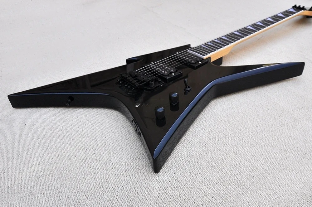 جيتار كهربائي عالي الجودة على شكل خاص، آلة موسيقية سوداء لمحبي الموسيقى لعازف الجيتار المبتدئين