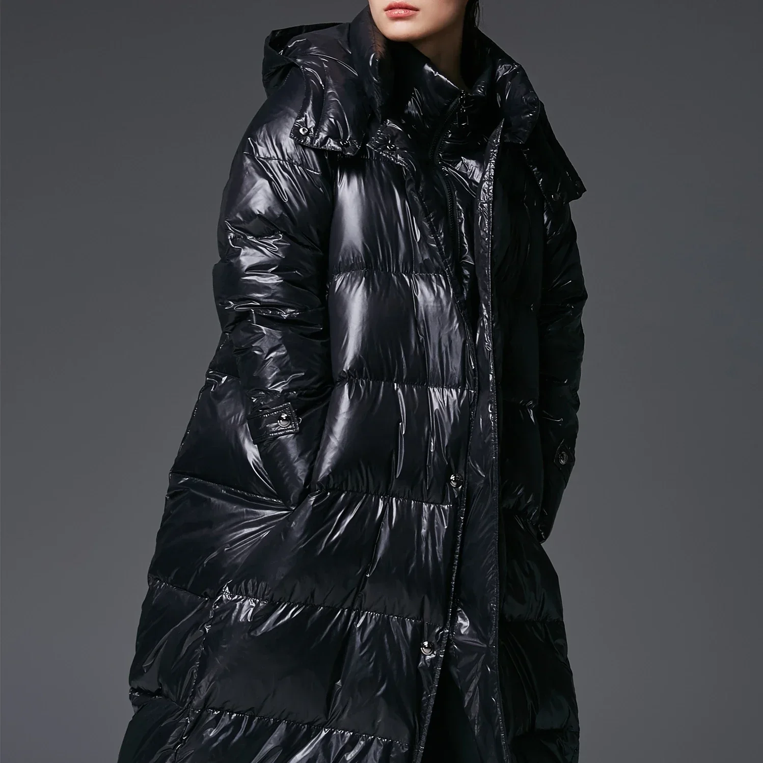 Down Jacket Women Clothing Women Parkas Down Jackets and Coats Korean Long Overcoat Women Fashion Hooded Black Winter Coat Zm608