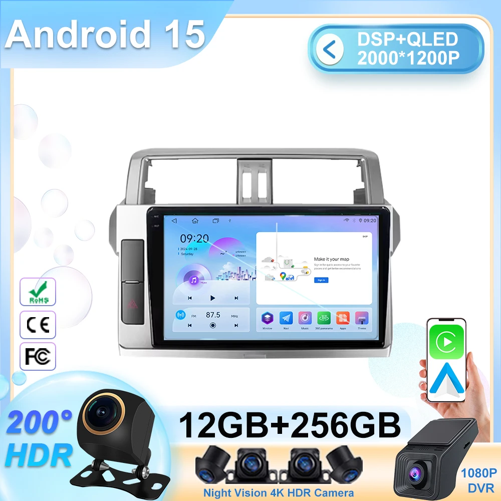 

Head Unit Android For Toyota Land Cruiser Prado 150 2013 - 2017 Car Radio Multimedia Video Player Navigation stereo GPS 2din