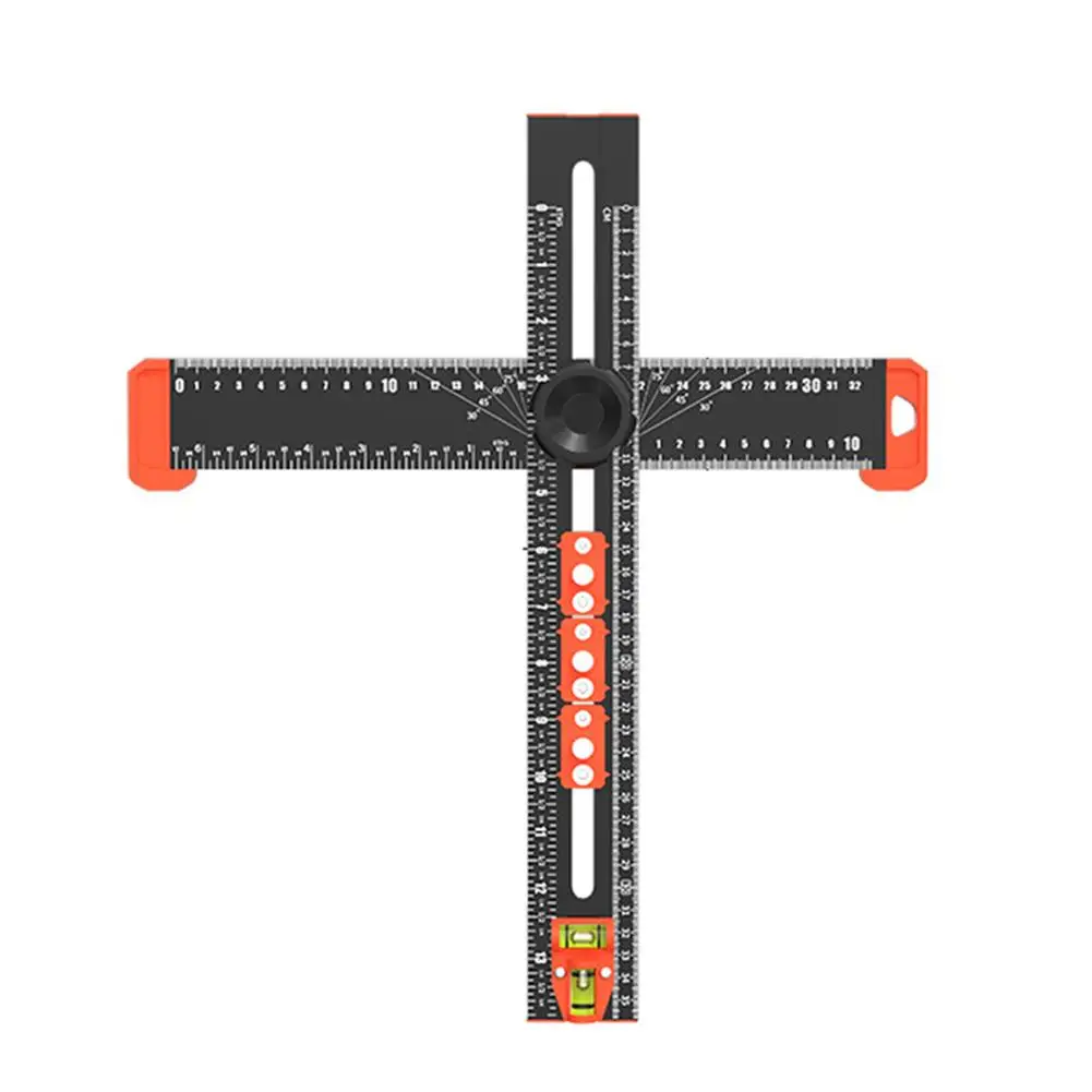 35cm Multifunction Angle Ruler High Precision Drill Guide Hole Punch Scribe Marking Gauge Measuring Tool for Woodworking
