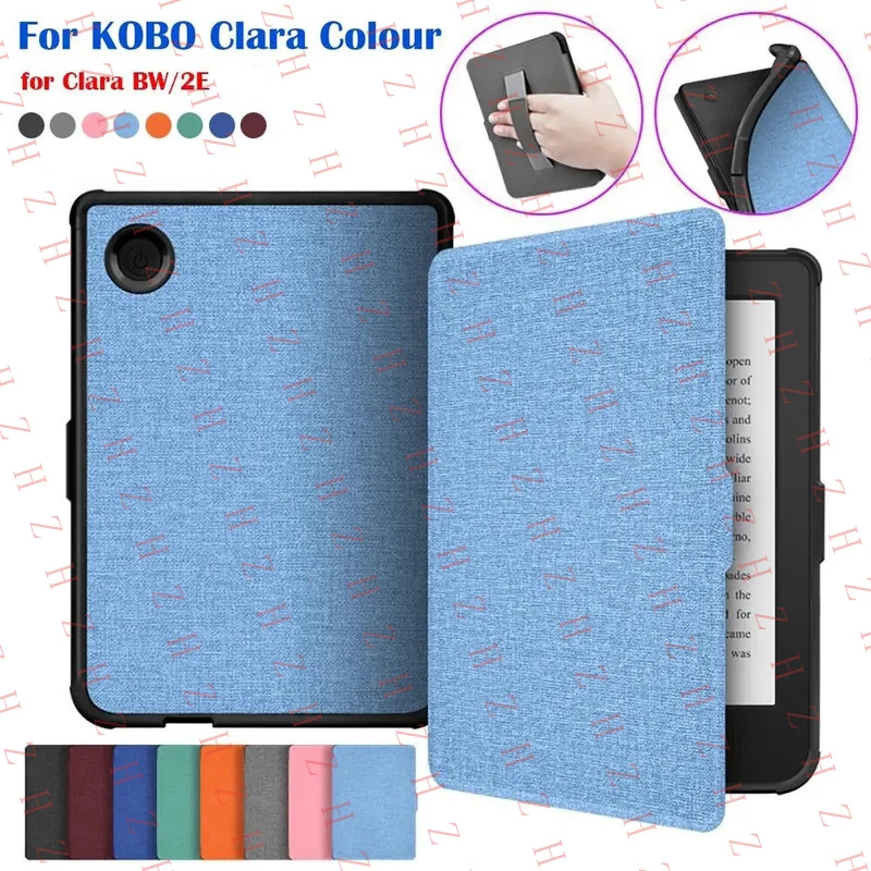 P+ For Kobo Clara Colour/BW Leather Smart Case eReader Magnetic Cover w/ Hand Strap