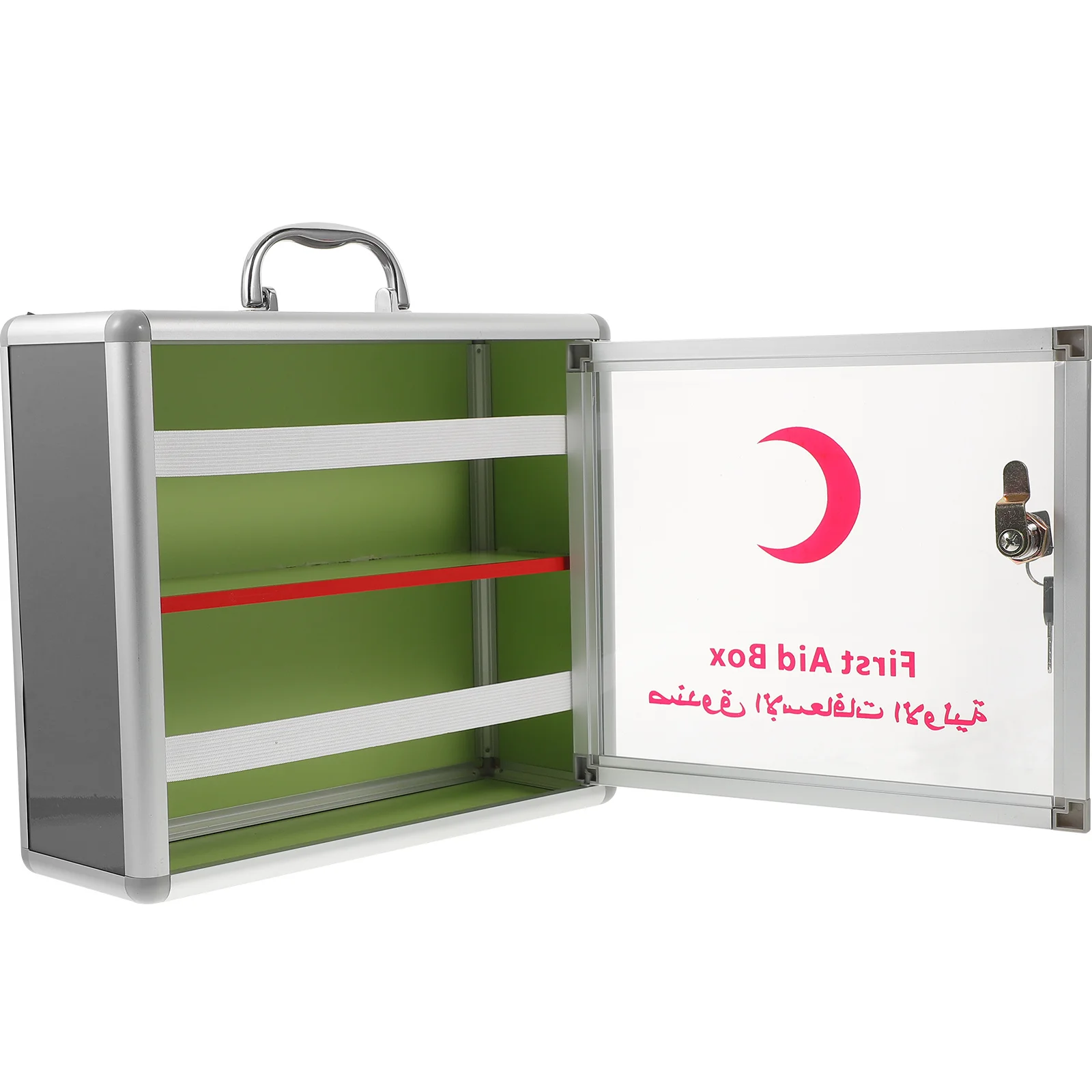 First Aid Medicine Box Aluminum Alloy Large Capacity Lockable Storage Container Wall Mounted Portable Case For Home Office