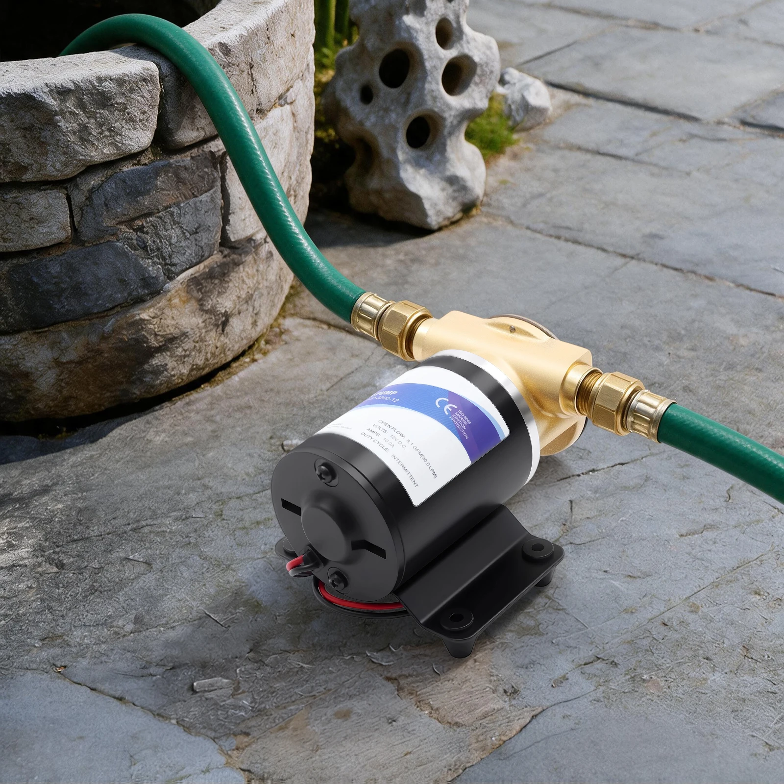 120-W-Wasserpumpe für Bewässerung, 3 m Förderhöhe, 30 l/min Durchfluss, 1,9 cm Einlass/Auslass, 50 dB leise, für Ackerland, Obstgarten, Fischteich, Garten, Rasen, flachen Brunnen, Wassertransfer