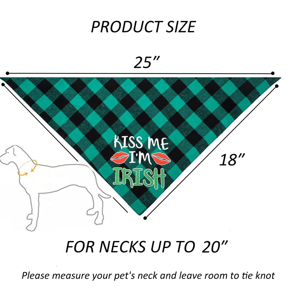 Sucado Manufacturer Custom Print St. Patrick's Day Holiday Triangle Scarf Wholesale Plaid Dog Bandana Kerchief Bibs Factory