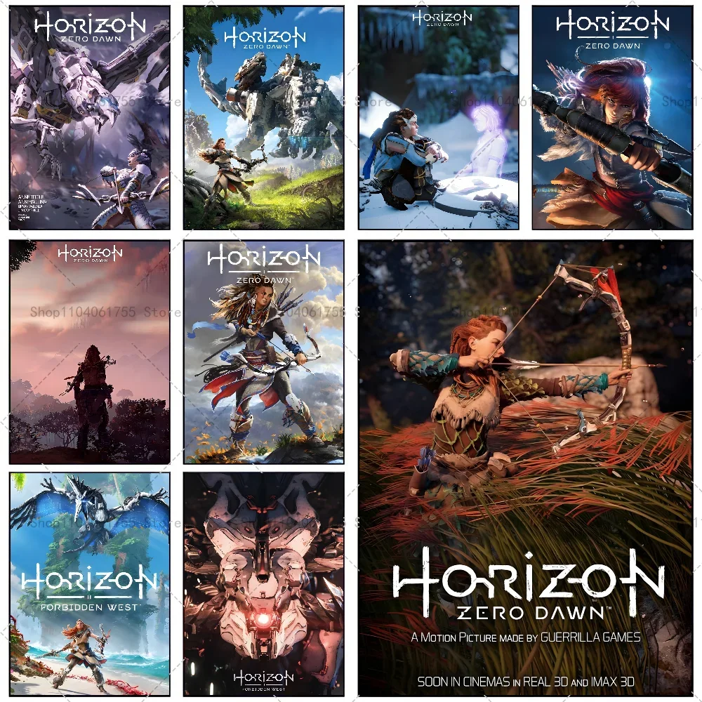 1PC Game Horizon Zero Dawn Poster Self-adhesive Art Waterproof Paper Sticker Coffee House Bar Room Wall Decor