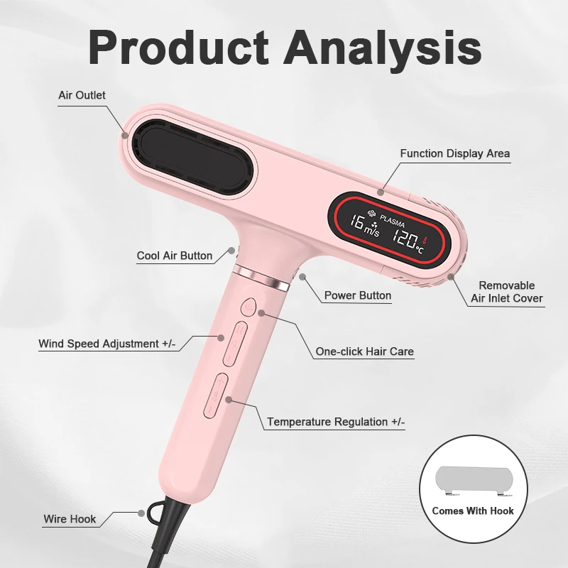 YTYIN مخصص الحمام الصامت الأيدي الحرة LCD البلازما الساخن الباردة الهواء مجفف للنفخ الأيونية الحائط صالون فندق مجفف الشعر #6