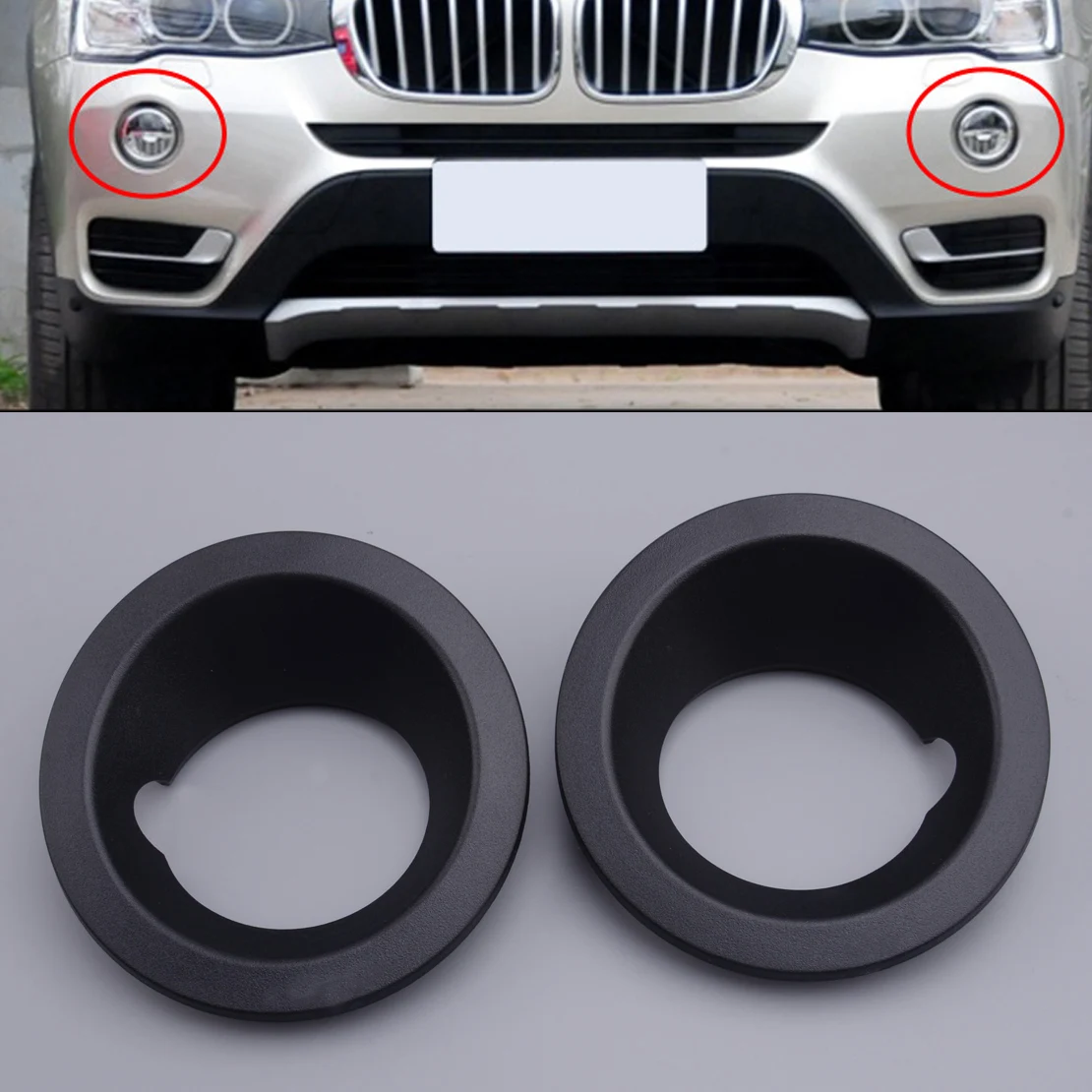 2pcs Left & Right Side Front Bumper Fog Light Lamp Ring Cover Frame Fit For BMW X3 E83 Before Facelift 2004 2005 2006