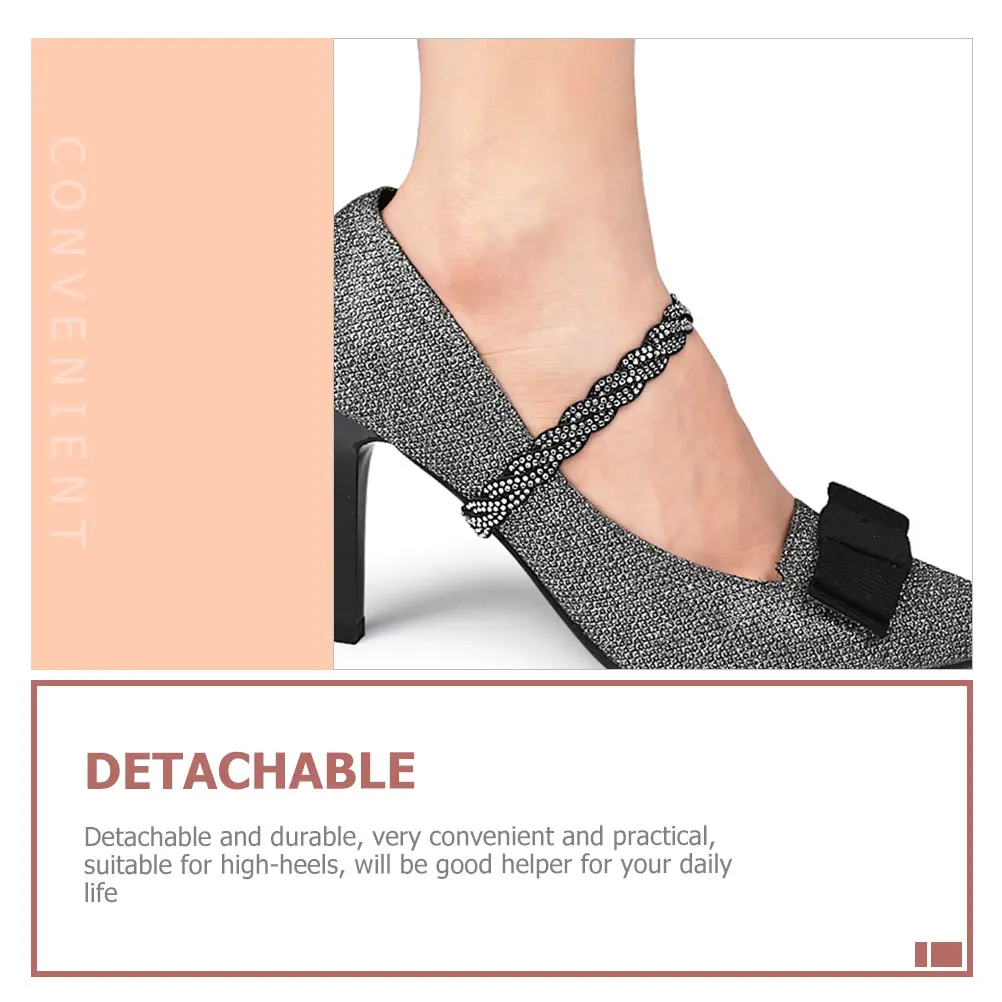 

4pcs Elastic Shoe Laces Detachable High Heel Straps Replacement Anti Slip Shoelace Women Accessories Pearl for Ill-Fitting