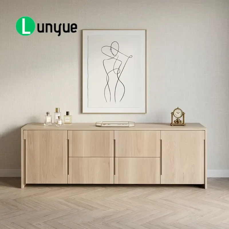 White Oak Solid Wood Side Cabinet Scandinavian Style Buffet for Living Room Dining Room Home Storage Furniture Decoration