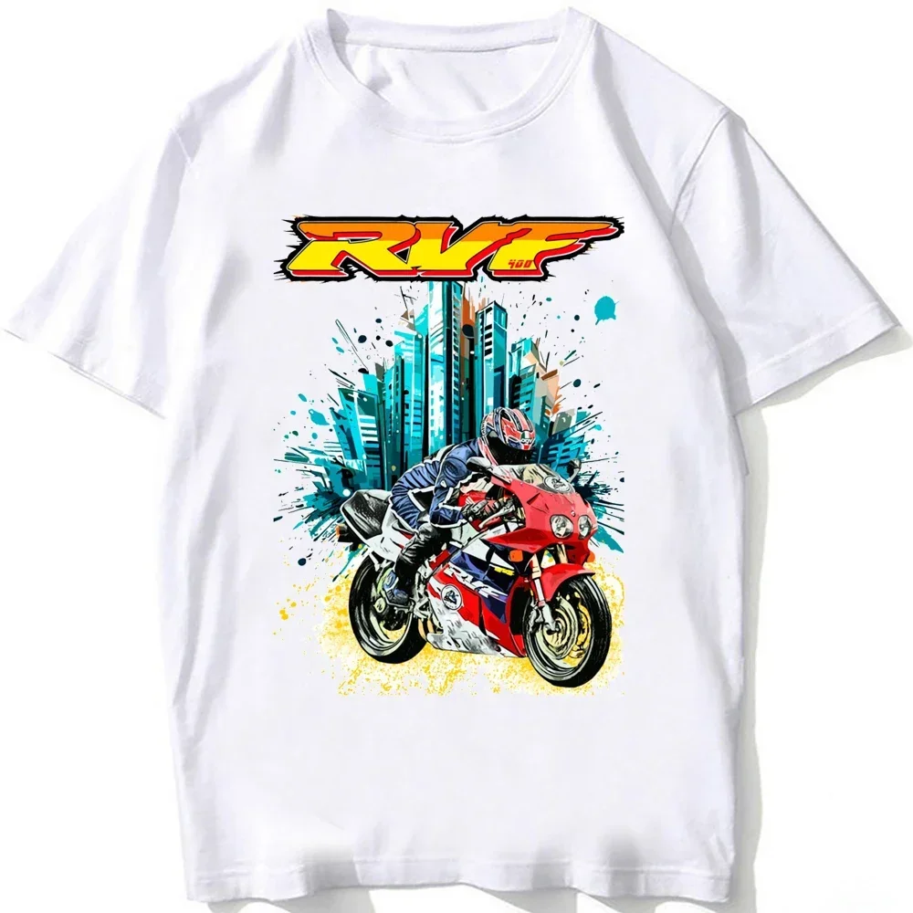 RVF 400 Racing Sportbike Honds GS Adventure Motorcycle Rider T-Shirt Summer Men Short Sleeve White Casual Tshirt Boy Riding Tees