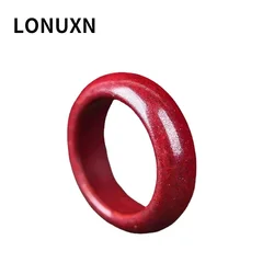 High Quality Natural Stone Natural Red Cinnabar Couples Rings Jade Jewellery Fashion Man Woman Luck Amulet Exorcise Evil Spirits