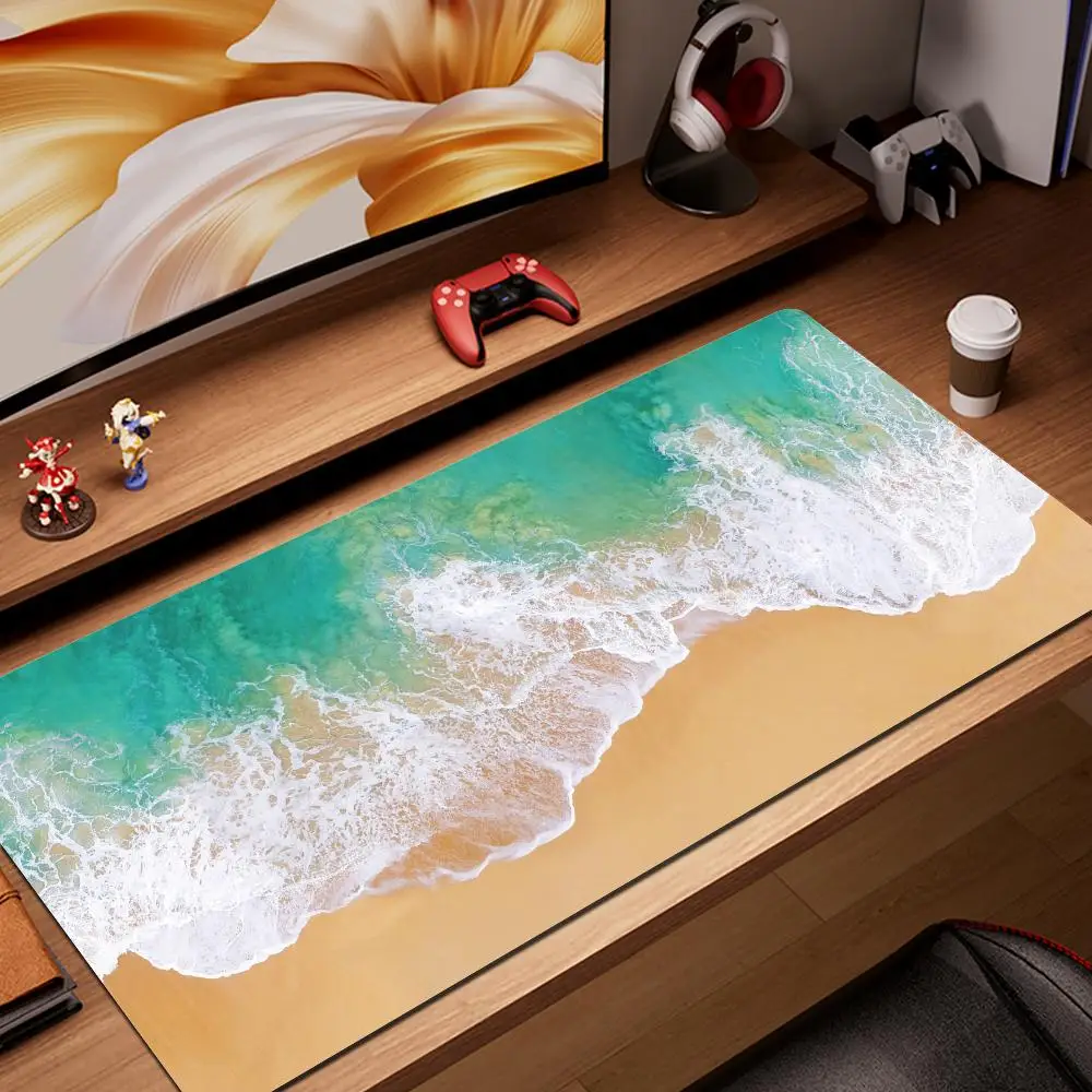 

Sea Waves Rubber Mouse Pad XXL Non-slip MousePad Landscapes Minimalist Gaming Accessories Large HD Printing Desk Mat Carpet