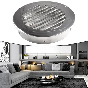 1PCS Circle Air Vent Grill Cover Stainless Steel Silver 70-160mm Round Exterior Wall Duct Ventilation Tool Accessories Home Part