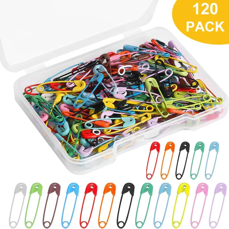 

120Pcs Safety Pins, 19mm Mini Safety Pins for Clothes Metal Safety Pin for Clothing Sewing Handicrafts Jewelry Making (Colorful)