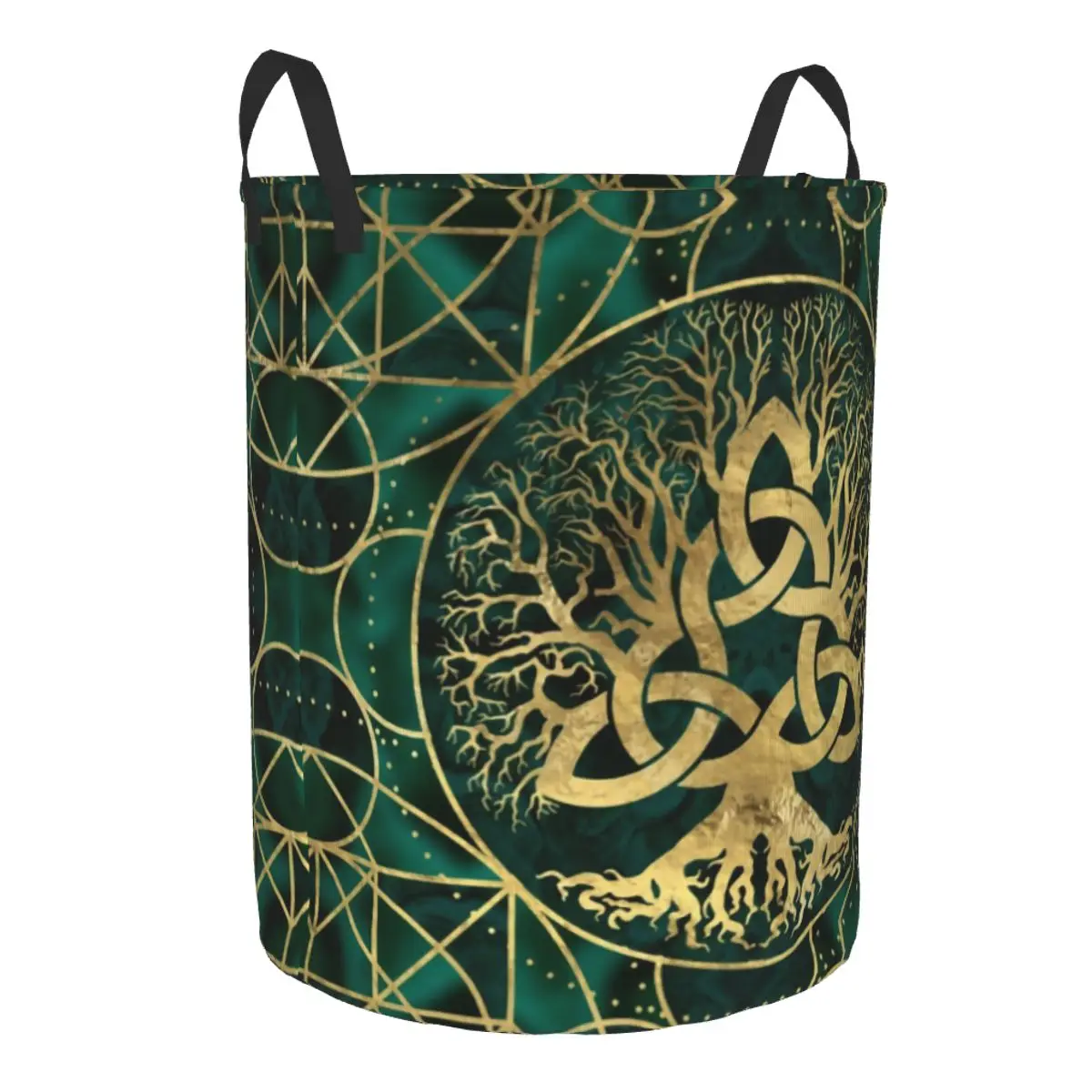 Tree Of Life With Triquetra Laundry Basket Collapsible Vikings Clothing Hamper Toys Organizer Storage Bins