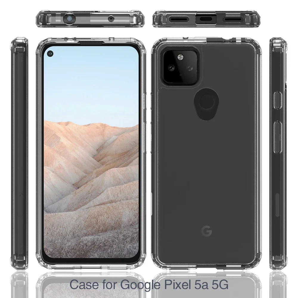 Hybrid Shockproof Cover Air Cushion Bag Case With Acrylic Crystal Clear Hard Back Shell For Google Pixel 5 / Google Pixel 5A 5G