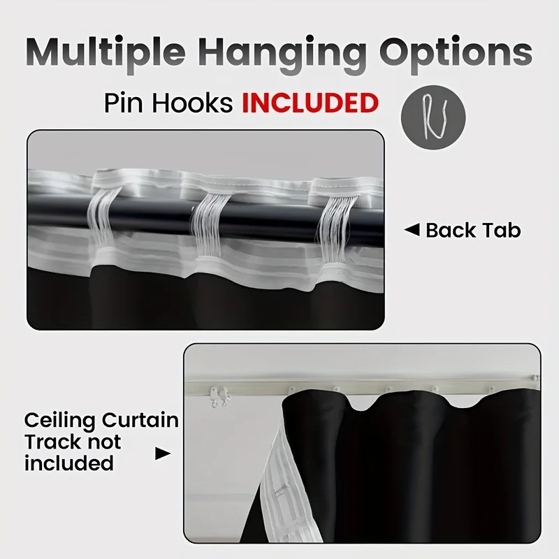 Blackout Room Divider Curtains, Sliding Glass Doors Curtain for Privacy, Rod Pocket Blackout Curtains with Hooks for Bedroom view 6