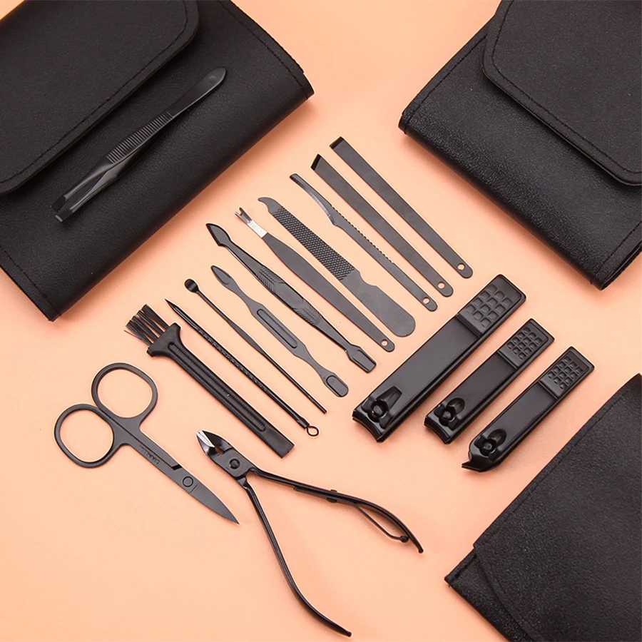مجموعة مانيكير من الفولاذ المقاوم للصدأ، مجموعة مانيكير للأظافر، مجموعة أدوات العناية بالأظافر الاحترافية مع حقيبة سفر