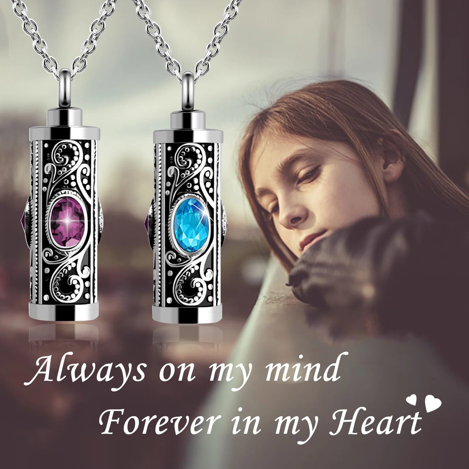 مجوهرات جنائزية ل رماد كريستال قلادة مجوهرات تذكارية للرجال والنساء خمر اسطوانة جرة رماد قلادة قلادة