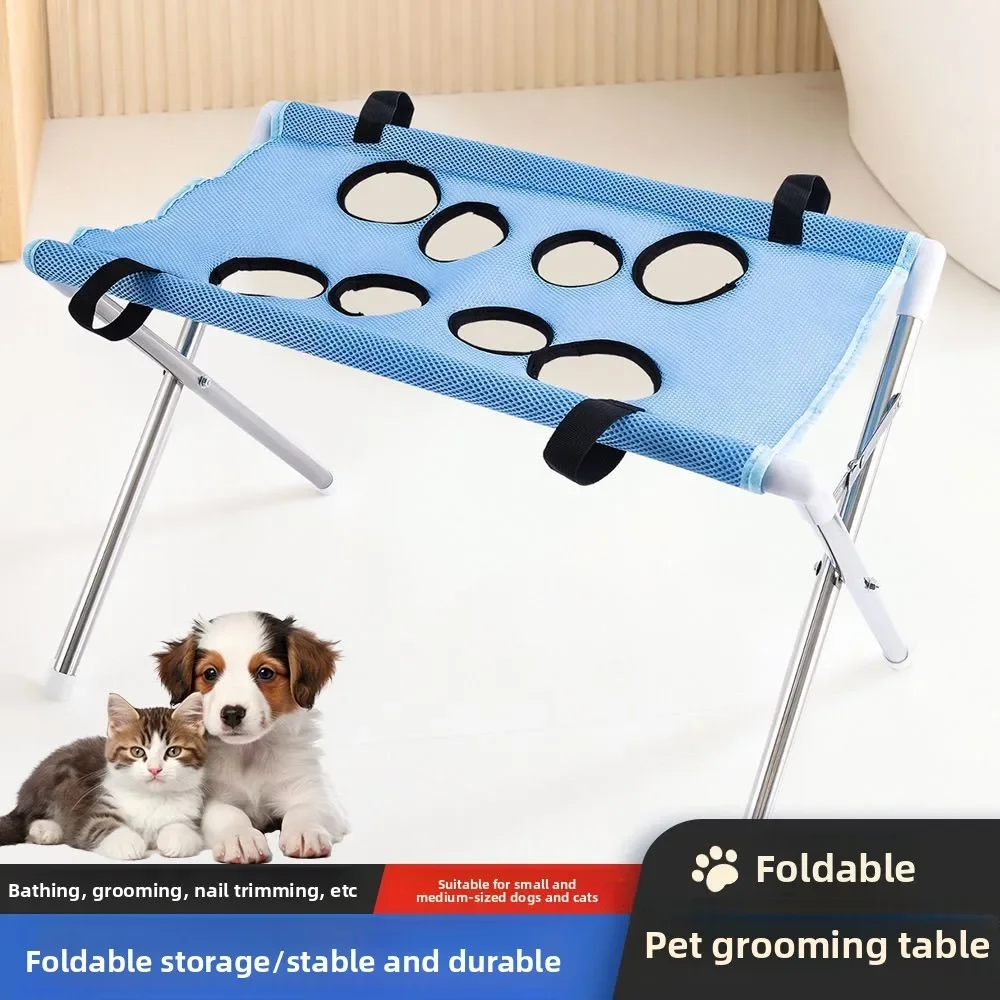 Foldable Pet Bathing Grooming Rack, Stable Fixed Anti-Scratch Anti-Bite Stand for Cat Dog Bathing & Nail Trimming