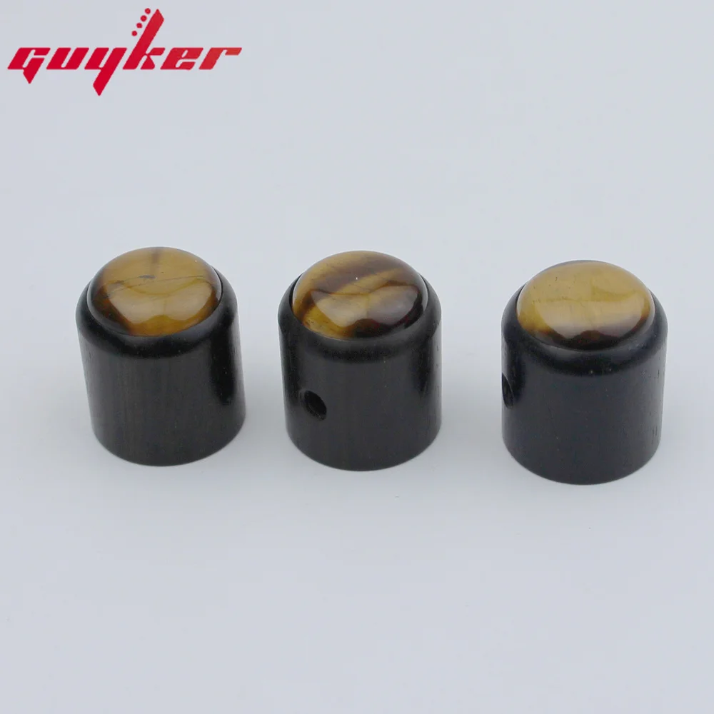 Electric Guitar Bass Ebony Potentiometer Knob Hat Type Natural Tiger-eye Stone Surface