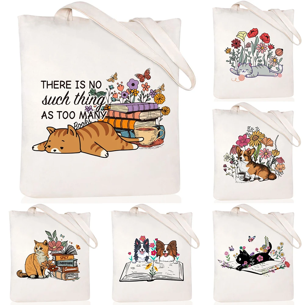 Cute Cat Print Tote Bag, Large Capacity Shoulder Shopping Bag for Leisure and Everyday Use Multipurpose Reusable Fashion Handbag