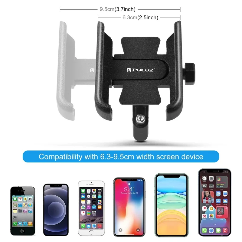 PULUZ Motorcycle Bicycle Mobile Phone Fixing Bracket, Rearview Mirror Quick Release Riding Navigation Bracket Clip