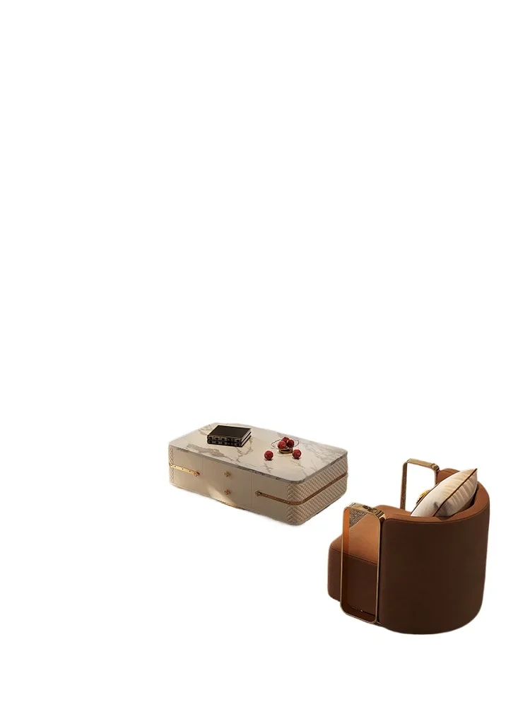 

Italian light luxury leather sofa, American high-end combination