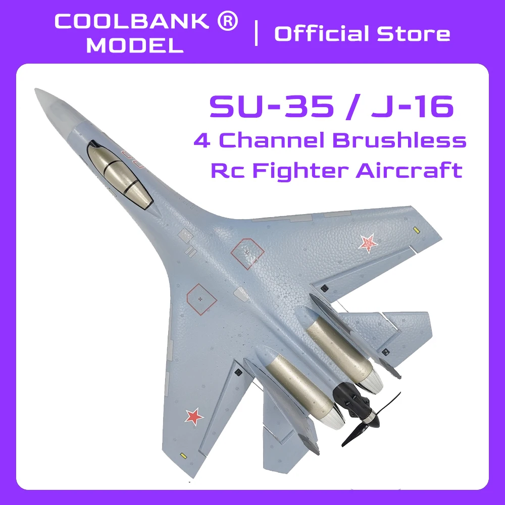 COOLBANK-Motor sin escobillas para avión de combate a control remoto, 4 canales, Su-35/J-16, 2,4g, 6 ejes, giroscopio, giro de 360 °, tiempo de vuelo largo, modelo de fácil operación