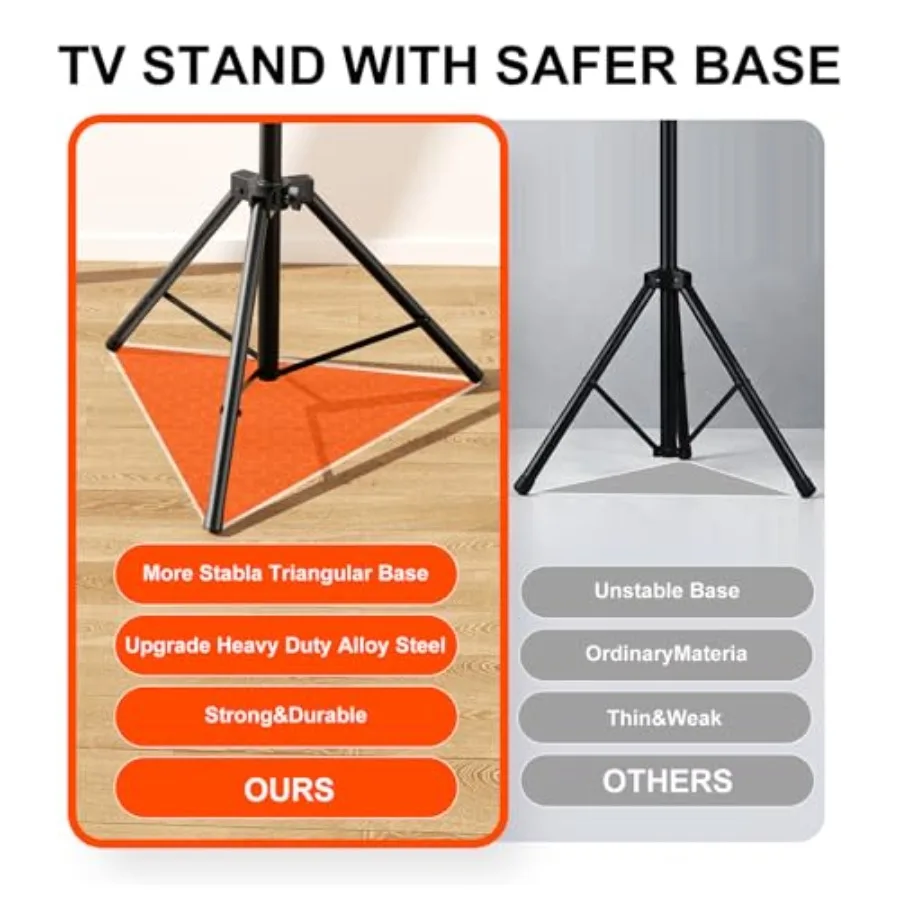 Tripod TV StandOutdoor TV Stand for 30-75 inch TVs Adjustable Height Portable TV Stands with Safety Design up to 88 lbs Max VES view 4