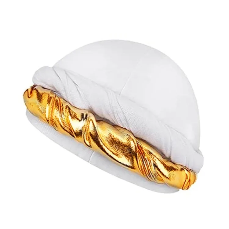 BlackGold Twisted Tail Hat Men\'s Satin Lined Headband Hat Patchwork Hip-hop Braided Hat Bandana Hiking Black Scarf