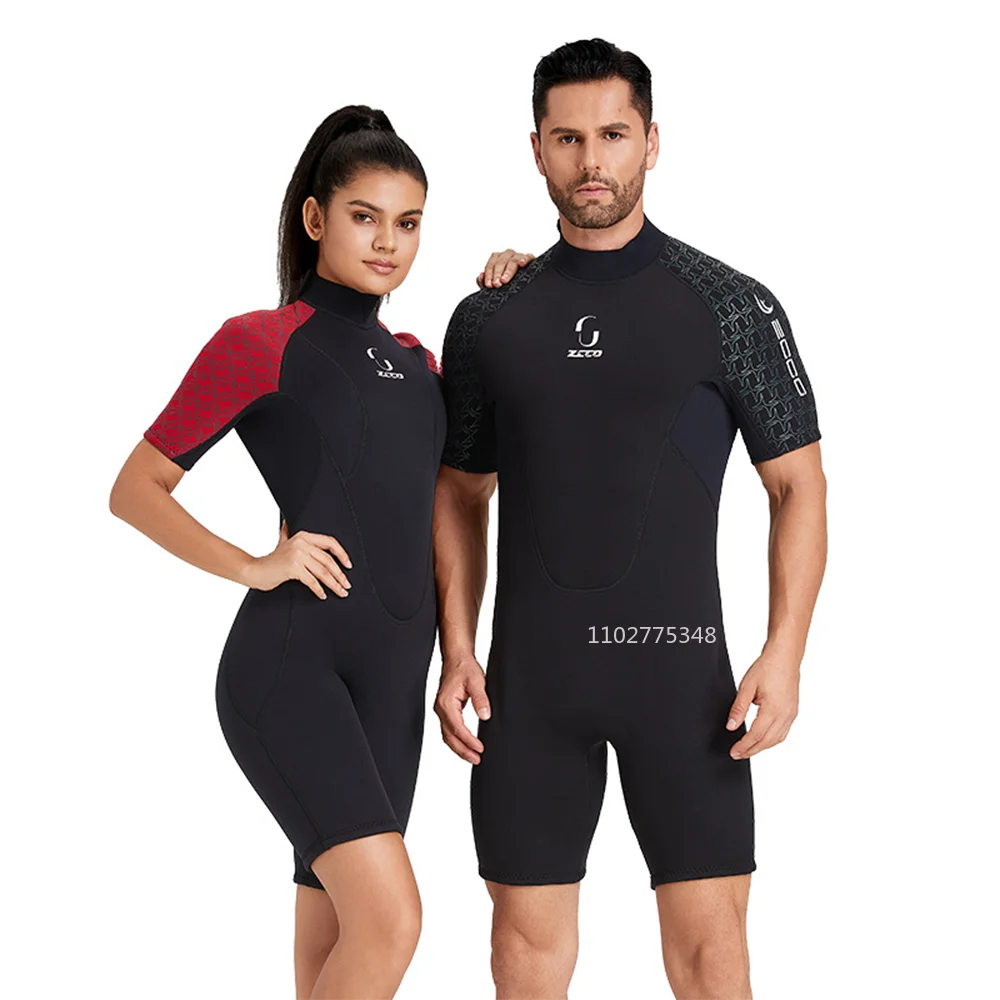 

Shorty Wetsuit 3mm Men and Women Neoprene Short Sleeves Wet Suits Back Zip Surf Suit Keep Warm in Cold Water for Snorkeling