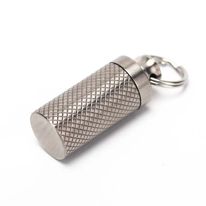 Titanium Mini Pendant Pill Box Sealed Waterproof Vial Canister Small Medicine Bottle Outdoor Portable Keychain Pill Case