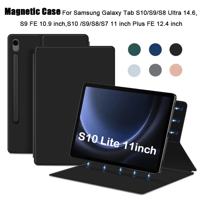

Новый магнитный чехол для планшета Samsung Galaxy Tab S10 Lite S9 FE 10,9 S8 S7 11 Plus FE 12,4 13,1 дюйма с держателем для карандашей