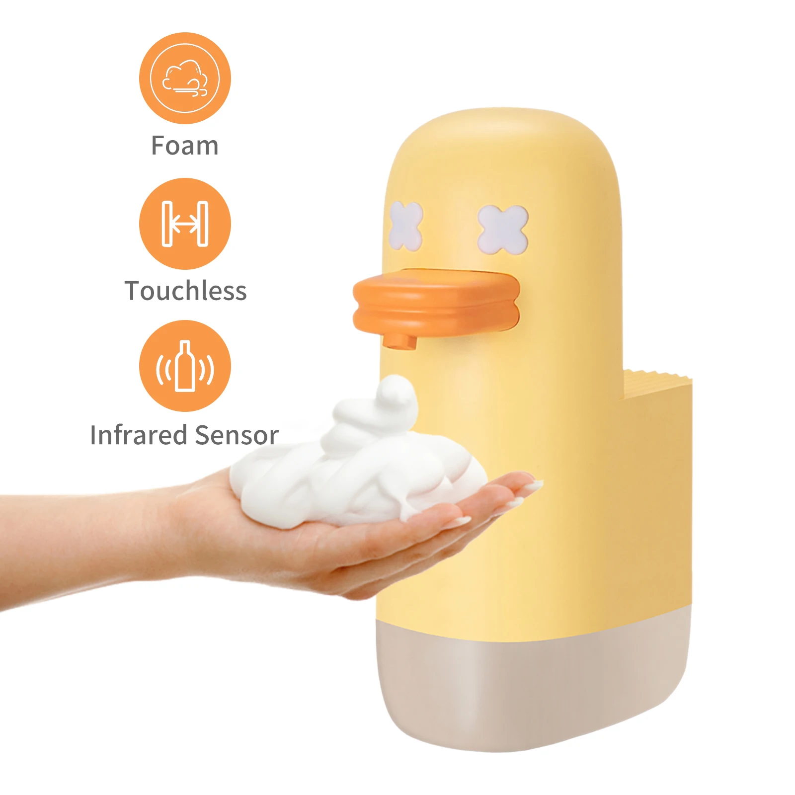 350mL Cute Duck Automatic Foam Soap Dispenser Touchless Foaming Soap Dispenser USB Powered Desktop Infrared Soap Dispenser