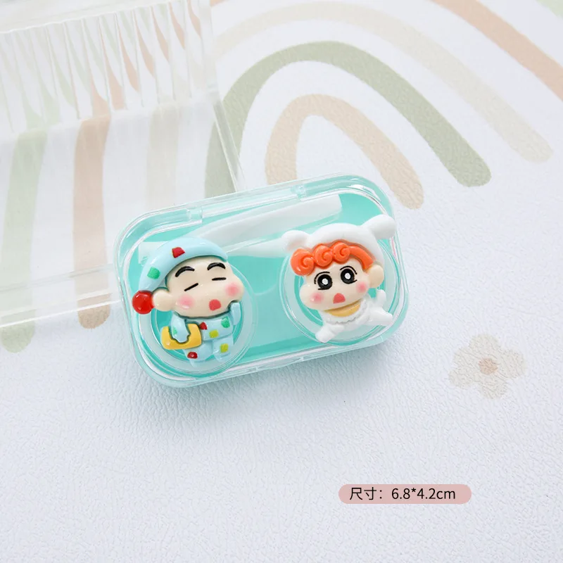 Crayon Shin-chan Contact Lens Case Eyes Contacts Care Container Box Mini Portable Cartoon Travel Holder Soaking Storage Box Gift