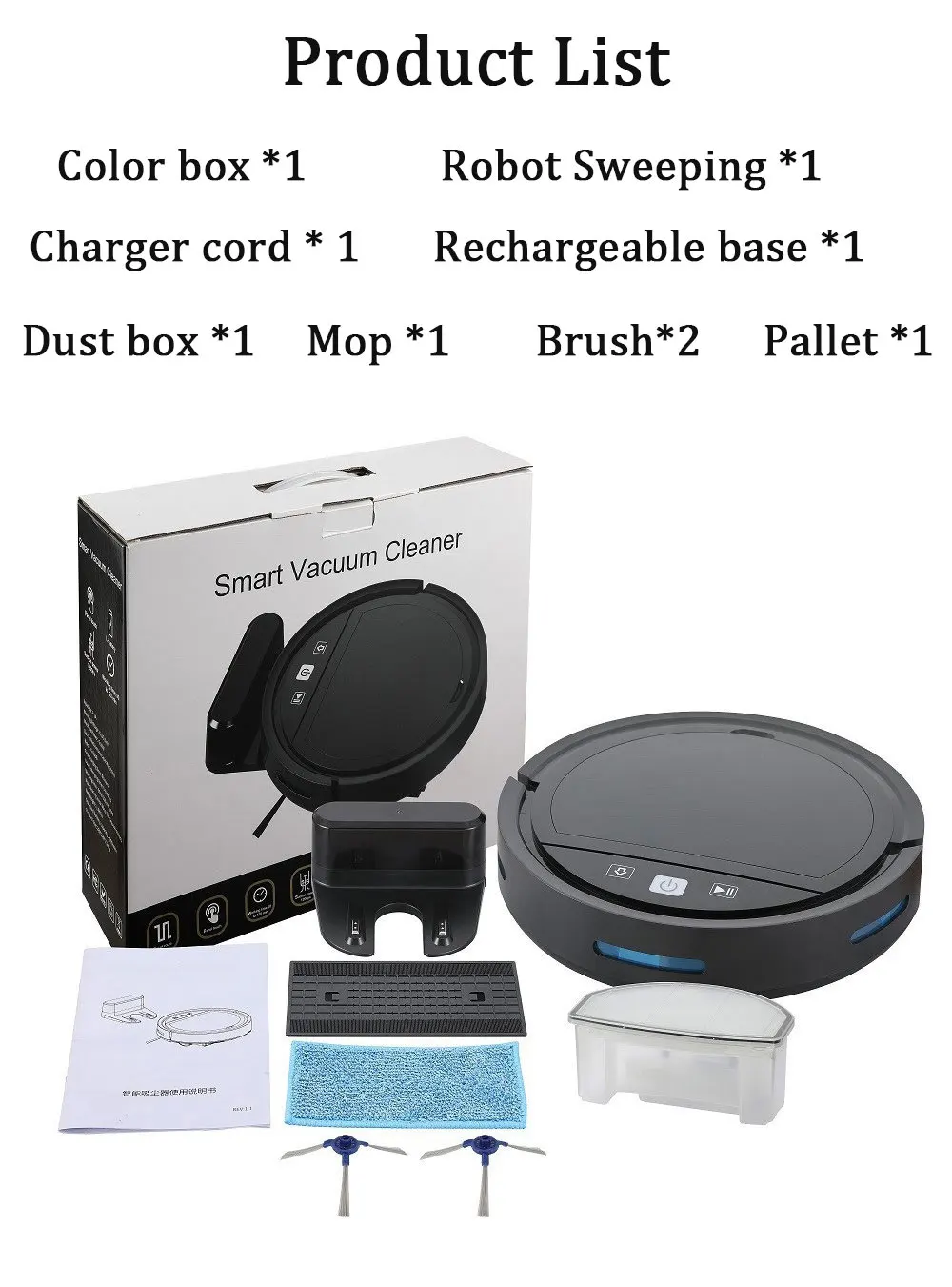 Automatic Recharge Three-In-One Cleaning Vacuum Cleaner APP Intelligent Robot Household Sweeper