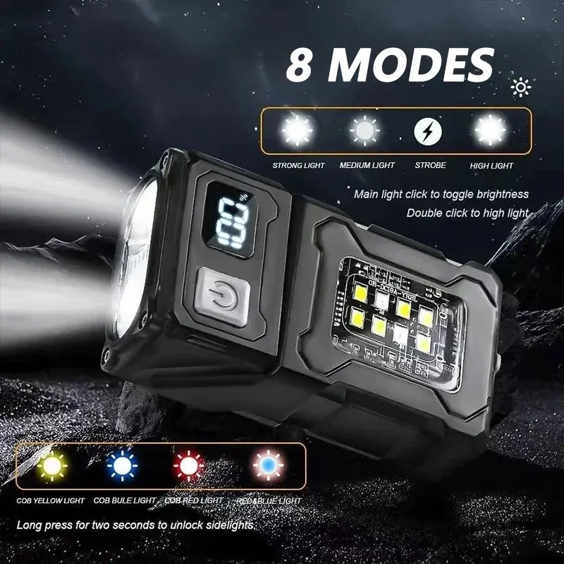 LED flashlight strong light superbright charging portable longlife clipcap light outdoor special multi-functional COB work light