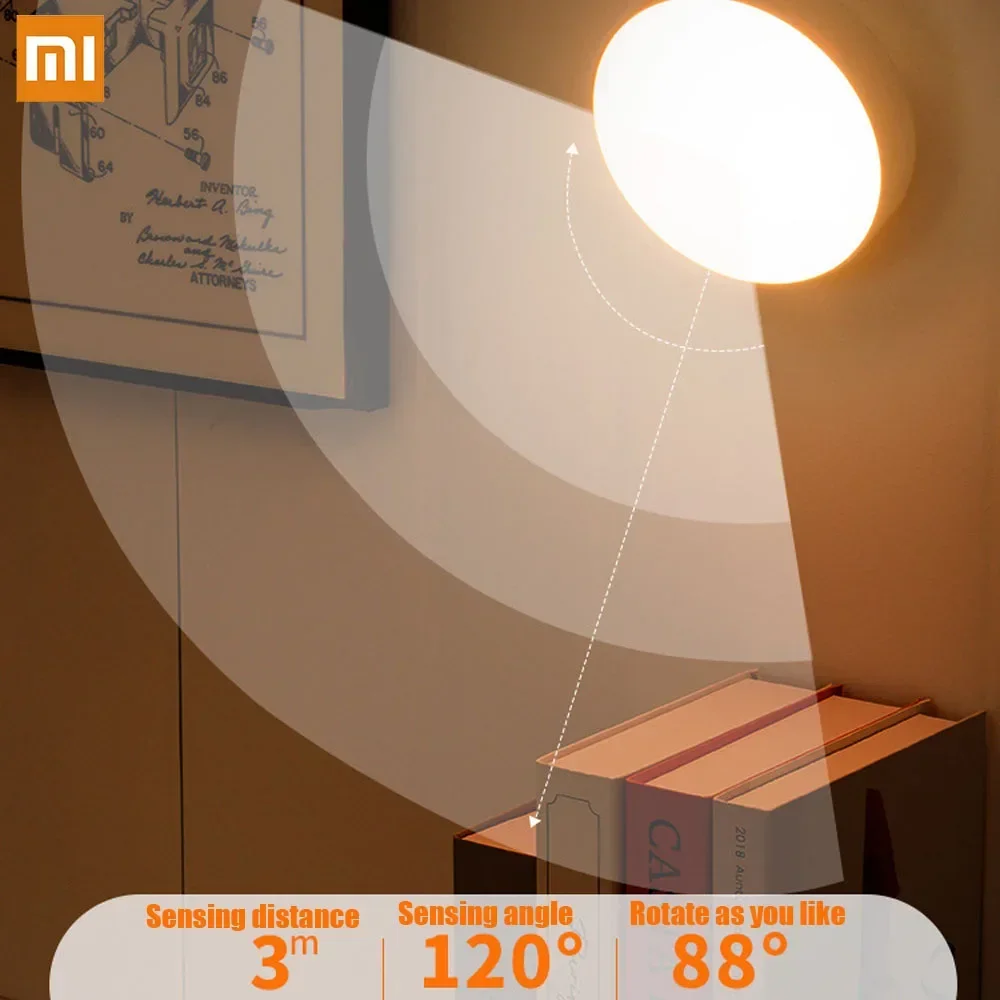 Xiaomi Night Lamp With Motion Sensor Night Light Rechargeable usb Led Rotatable Magnet For Bedroom Bedside Table Cabinet Decor