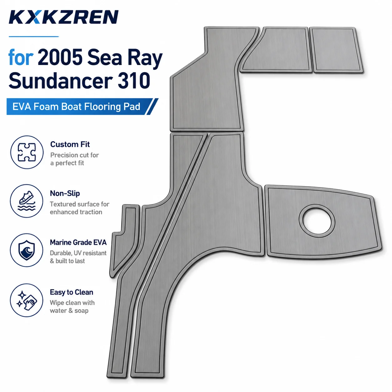 KXKZREN EVA Foam Boat Flooring Pad for 2005 Sea Ray Sundancer 310 Non-Slip Marine Deck Mat Cockpit Swim Platform Decking Mat Kit