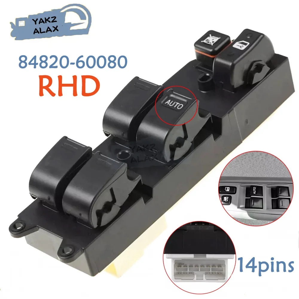 Interruptor de Control de ventanilla eléctrica principal del lado del conductor delantero derecho para Toyota Landcruiser Prado Hilux Camry Echo 84820-60080 piezas de automóvil