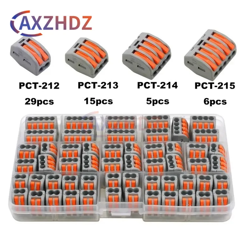 

55pcs Quick Wire Connector,Fast Wiring Push in Lever Connectors Electrical Wiring Terminal Block with Storage Box, for Wires