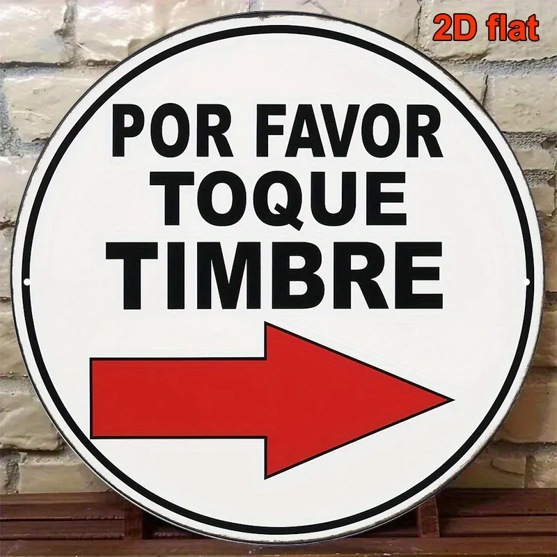 2D Flat, Vintage-style Round Iron Spanish Sign, 8x8 Inches, with the Slogan 