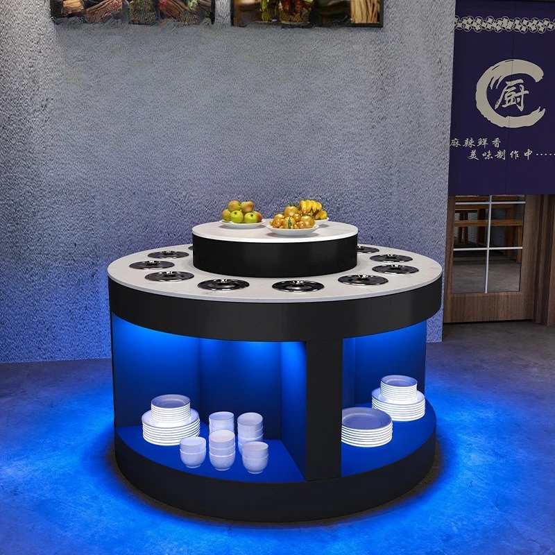 Hot pot restaurant self-service seasoning table Commercial refrigerated and fresh-keeping dipping table String