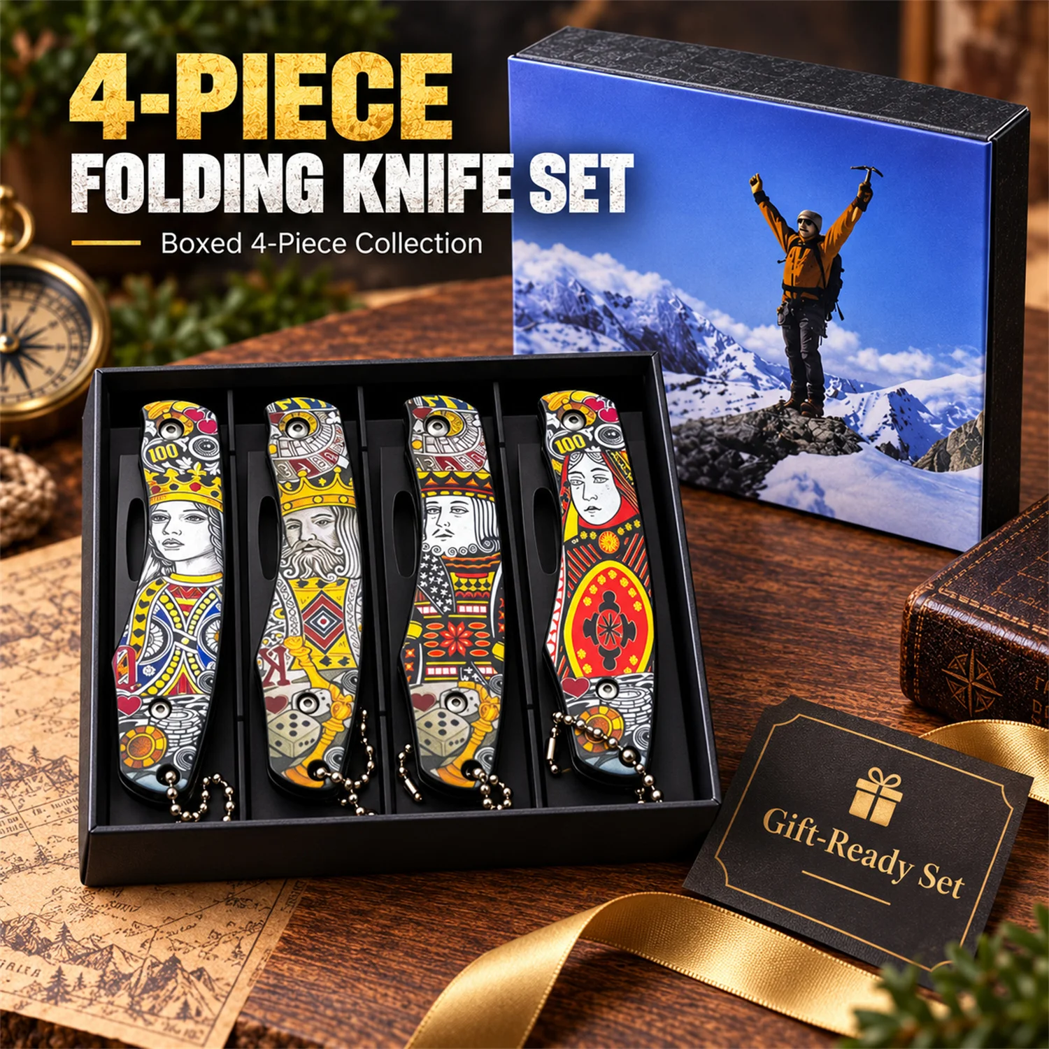 NEW 4 Pack Folding Knife Set w - огляд і ціна Woodworking Gifts For Men