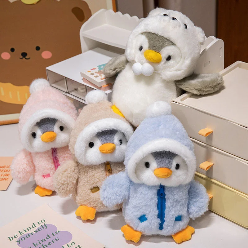 1Pcs 25cm Kawaii Creative Drag Penguin Plush Doll Cotton-Padded Hat Clothes Penguin Plush Toy For Boys Girls Birthday Gifts