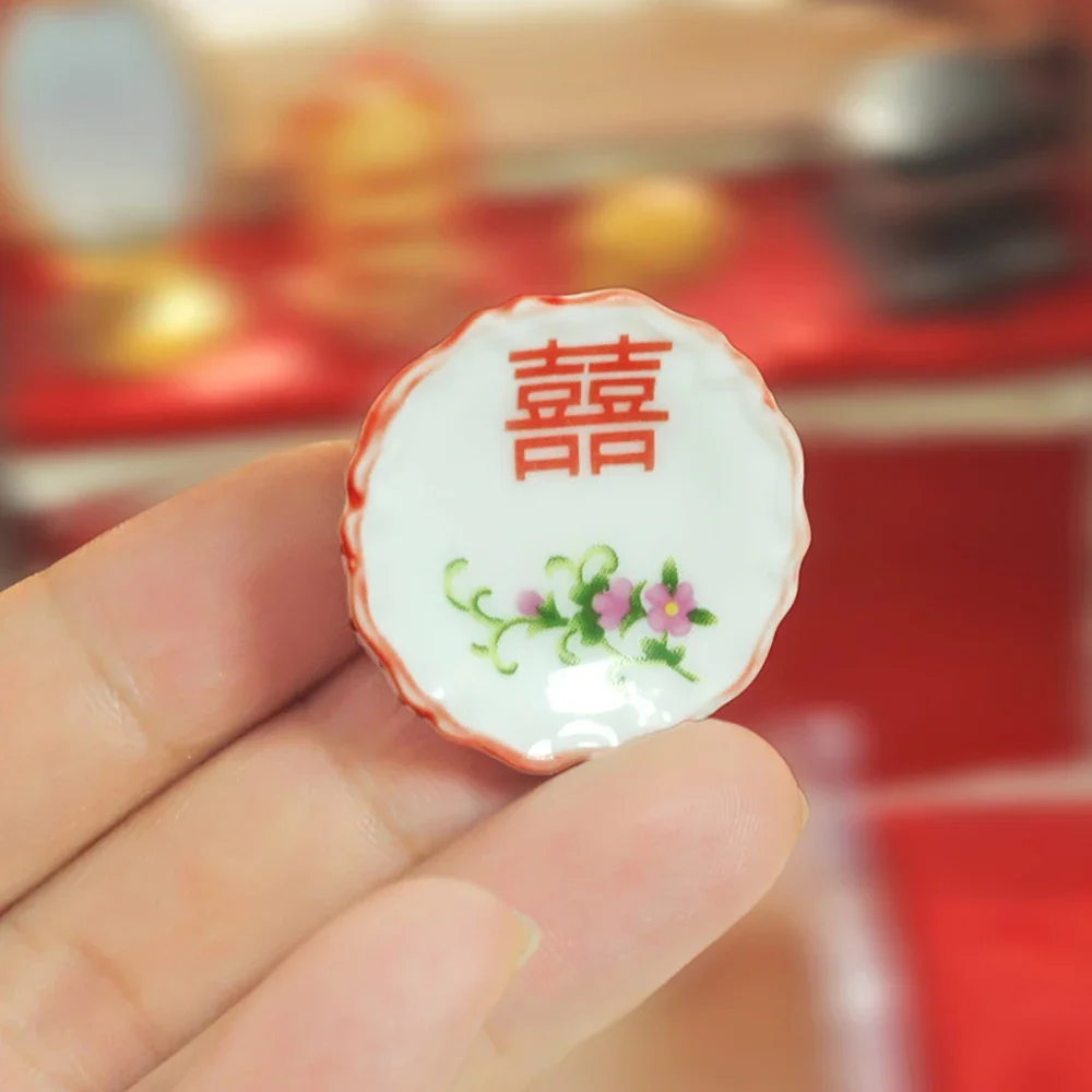 1Pcs 1/12 Dollhouse Accessories Miniatures Round Food Dessert Plate Mini Tray Tableware Model for Doll House Decoration OB11 bjd