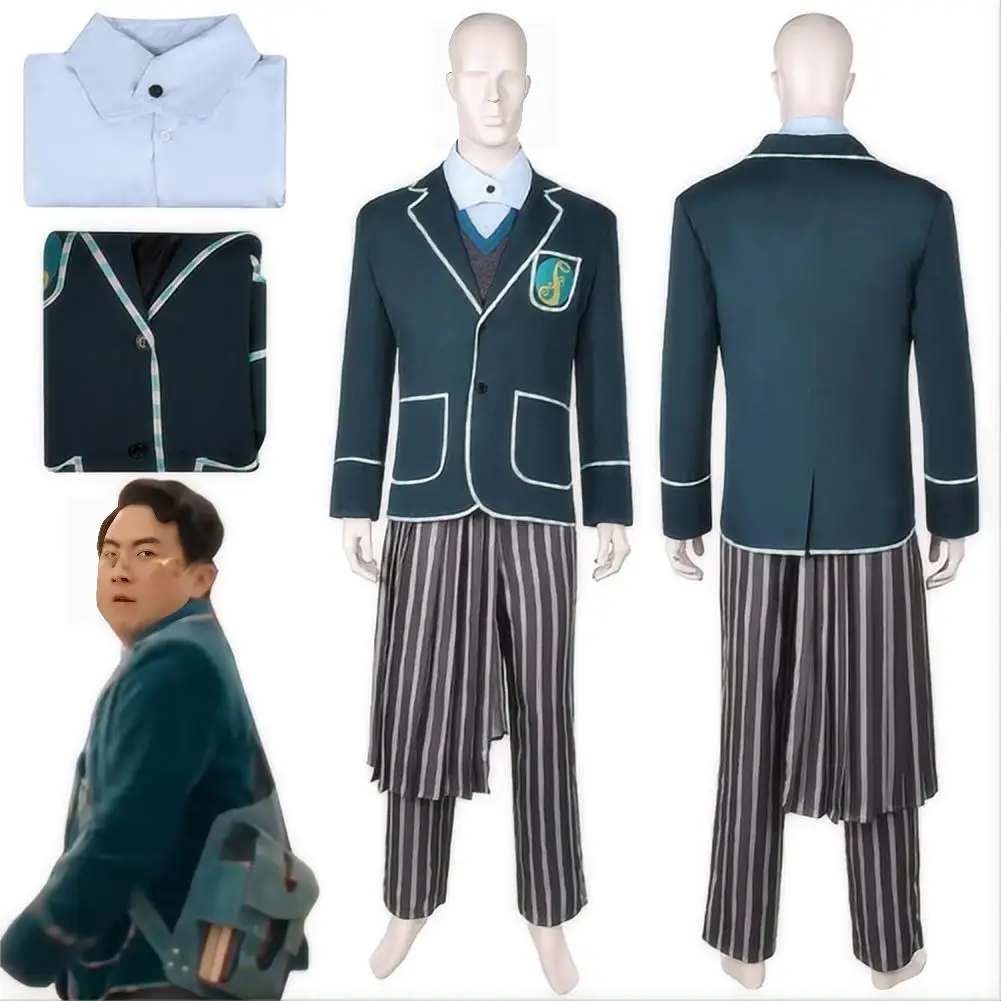 ​Pfannee Cosplay Fantasy Green School Uniform Clothing 2024 Movie Wiked Costume Disguise Adult Men Roleplay Fantasia Outfit Male