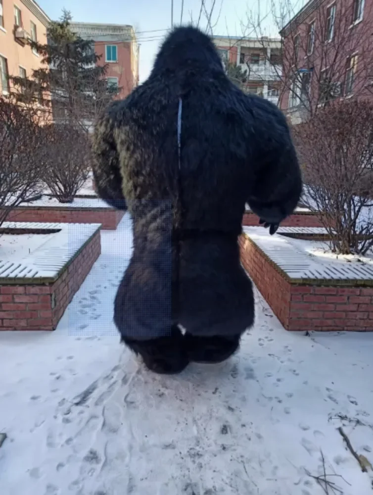 Real Life Inflatable Gorilla Costume Full Mascot Suit Giant Adult Fur Gorilla Cosplay Fancy Dress for Events Party no battery