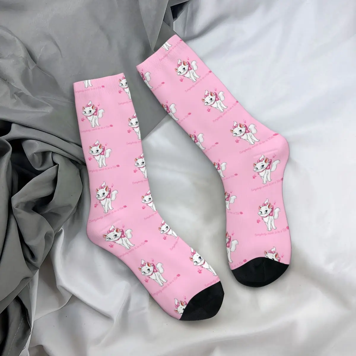 Calcetines de dibujos animados para hombre y mujer, medias cálidas y frescas con estampado de Marie Cat, Aristogatos, absorbentes del sudor, ideal para monopatín